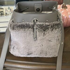 Kate Spade Marti Gray Faux Fur Shoulder Bag